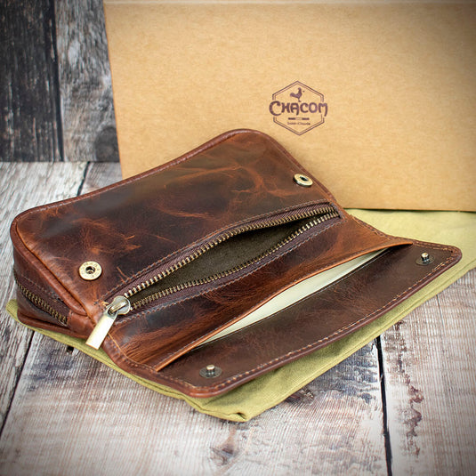 Chacom 2 Pipe Combination Pouch - Brown Leather (CCO17BR)