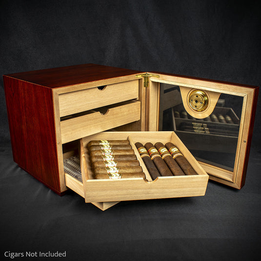 Humidor 4 Drawer Cabinet Cherry Finish - 50 Cigar Capacity