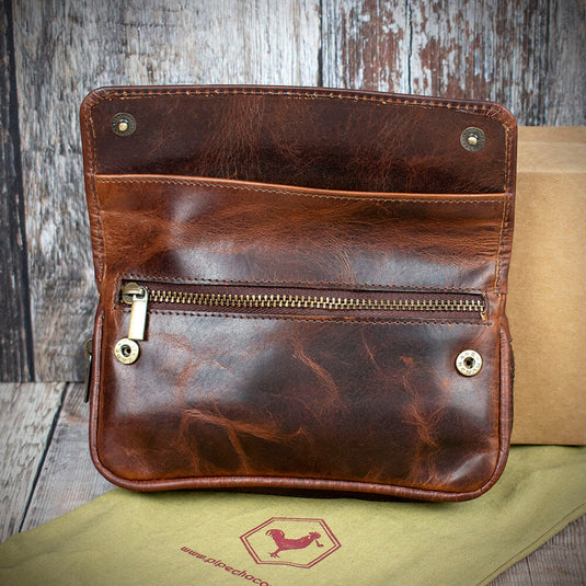 Chacom 2 Pipe Combination Pouch - Brown Leather (CCO17BR)