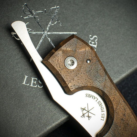 Les Fines Lames Le Petit Cigar Cutter & Knife - Classic Gunstock Walnut