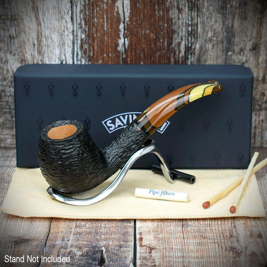 Savinelli Paloma Rustic Black 645 - 6mm Briar Pipe