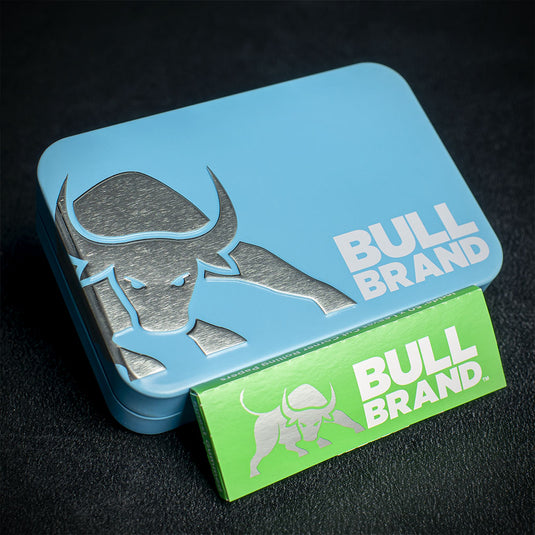 Bull Brand Tobacco Tin with Papers - Blue