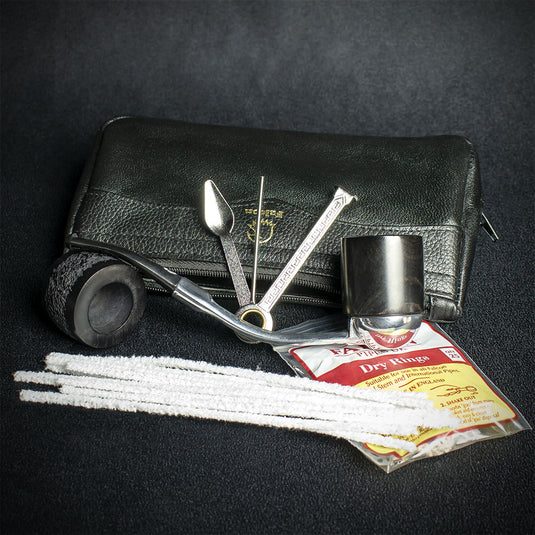 Falcon Pipe Starter Set - Bent Pipe with Leather Combi Pouch