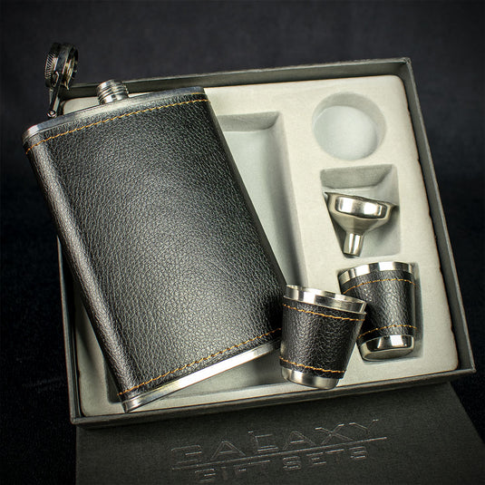 Galaxy 8oz Hip Flask & Cups Gift Set