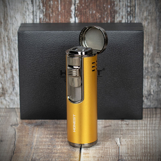 Honest Lewis Cigar Lighter - Gold & Chrome