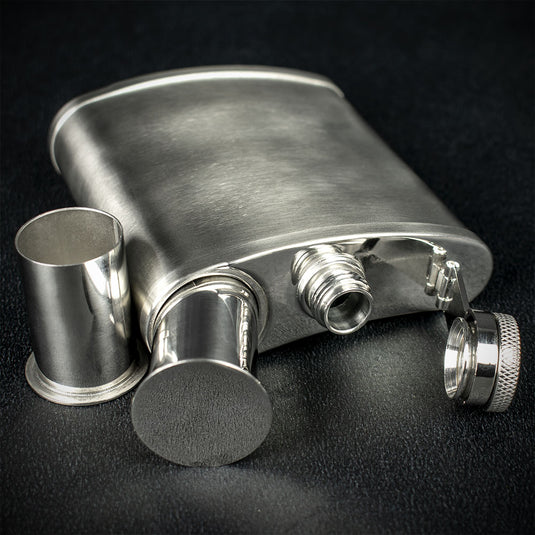 Stainless Steel Hip Flask - 6oz with cups