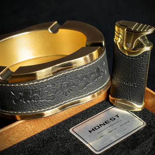 Honest Lighter & Ashtray Set - Gold