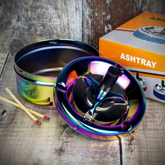 Spinner Ashtray - Rainbow/Chrome  - 11cm