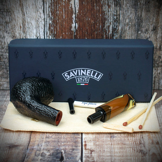 Savinelli Paloma Rustic Black 645 - 6mm Briar Pipe