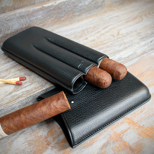 Dunhill White Spot Black Leather Cigar Case - Corona Extra  