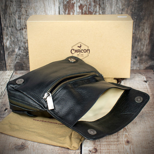 Chacom | One Pipe Combination Pouch | Black Leather (CC022 N)