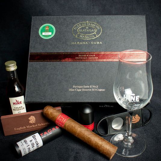 Partagas Serie E No.2 Tubed Cuban Cigar & Hine Miniature - Gift Box