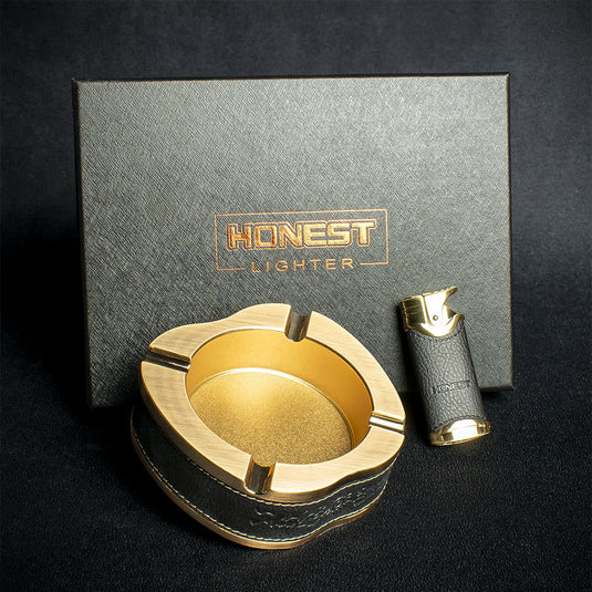 Honest Lighter & Ashtray Set - Gold