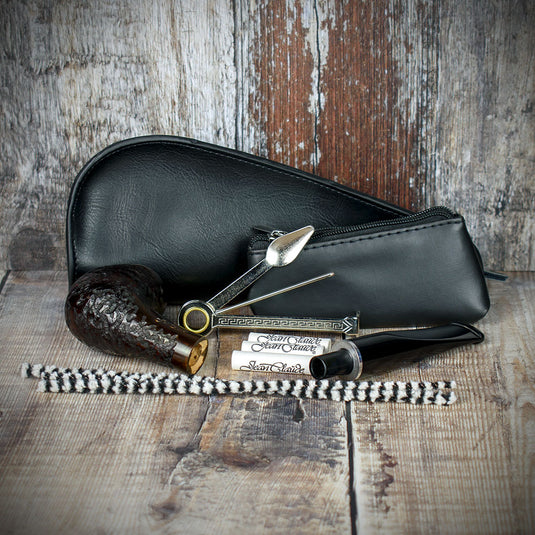 Smoke-King Pipe Smoker's Set - Black  Leather Pouch