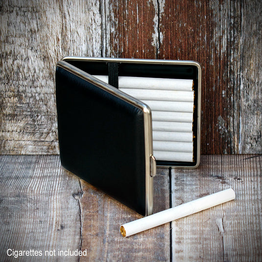 Kingsize Cigarette Case Black Faux Leather (604 621)