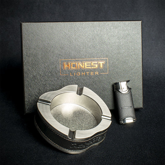 Honest Cigar Lighter & Ashtray Set - Chrome