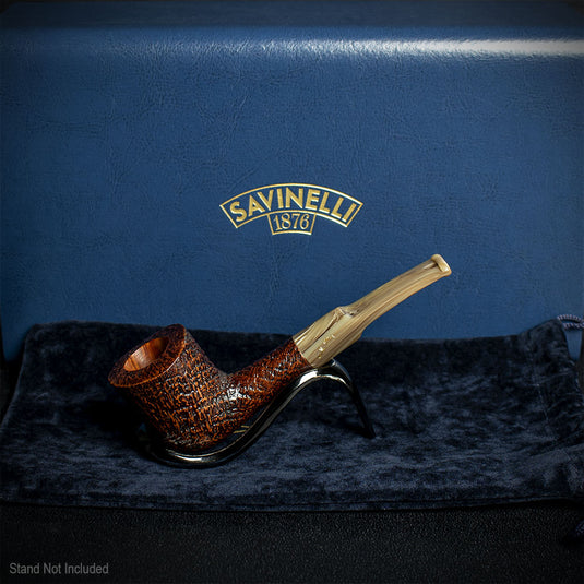 Savinelli Autograph Sandblasted Black Briar Pipe - 01