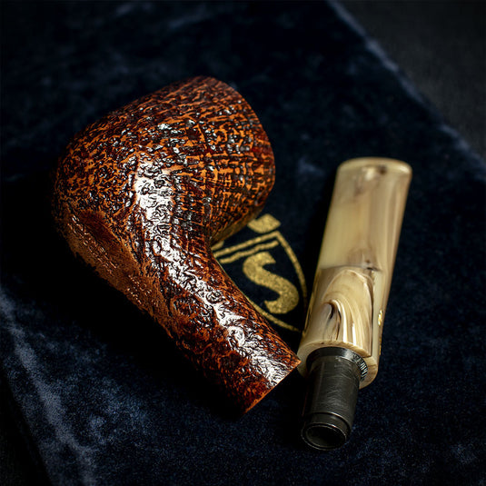 Savinelli Autograph Sandblasted Black Briar Pipe - 01