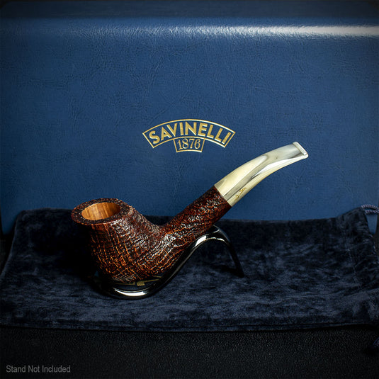 Savinelli Autograph Sandblasted Black Briar Pipe - 05