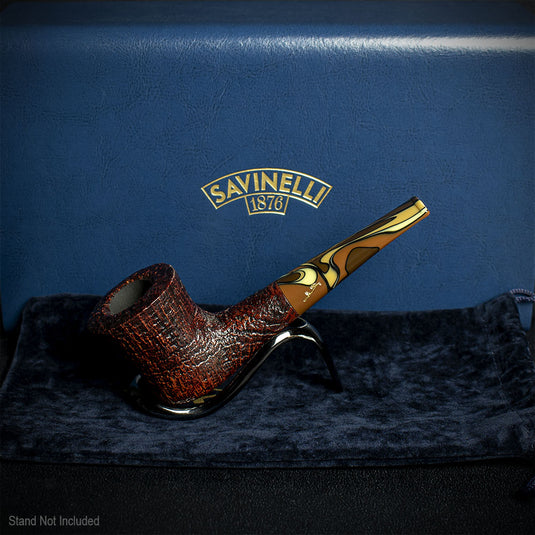 Savinelli Autograph Sandblasted Black Briar Pipe - 08