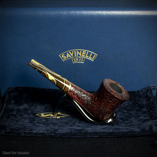 Savinelli Autograph Sandblasted Black Briar Pipe - 08