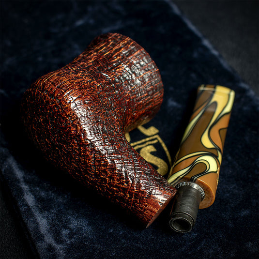 Savinelli Autograph Sandblasted Black Briar Pipe - 08