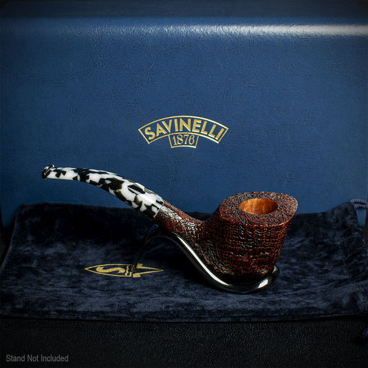 Savinelli Autograph Sandblasted Black Briar Pipe - 11