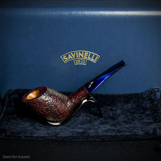 Savinelli Autograph Sandblasted Black Briar Pipe - 12