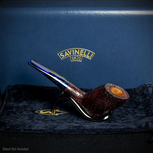 Savinelli Autograph Sandblasted Black Briar Pipe - 12