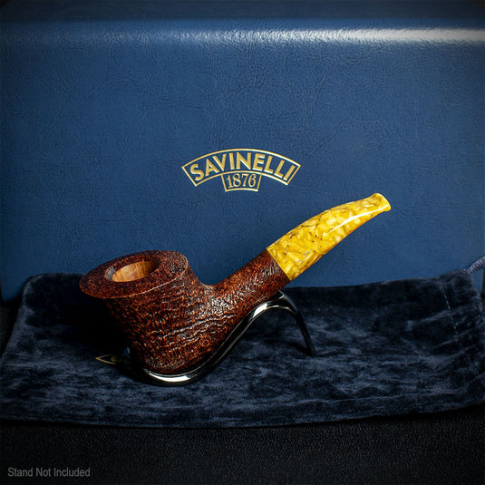 Savinelli Autograph Sandblast Brown Briar Pipe - 02