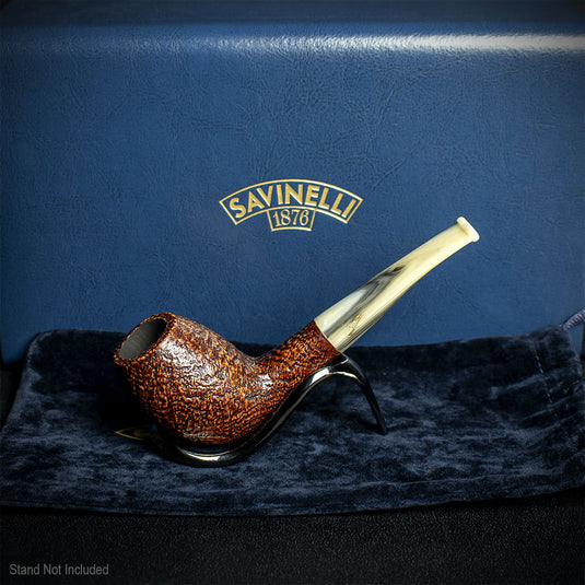 Savinelli Autograph Sandblast Brown Briar Pipe - 06