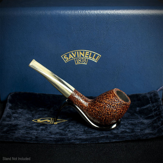 Savinelli Autograph Sandblast Brown Briar Pipe - 06