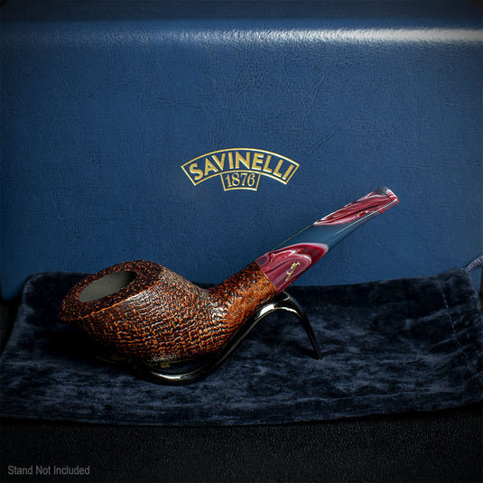 Savinelli Autograph Sandblast Brown Briar Pipe - 08