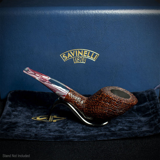 Savinelli Autograph Sandblast Brown Briar Pipe - 08