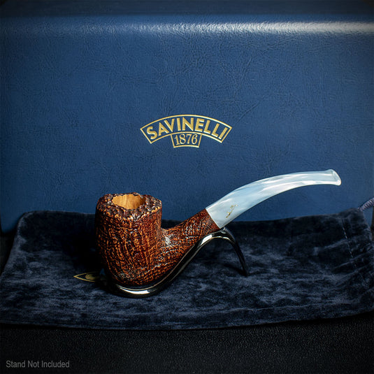 Savinelli Autograph Sandblast Brown Briar Pipe - 09