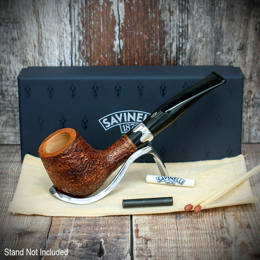 Savinelli Lancelot Rustic Brown Briar Pipe - Shape No. 145 (6mm)