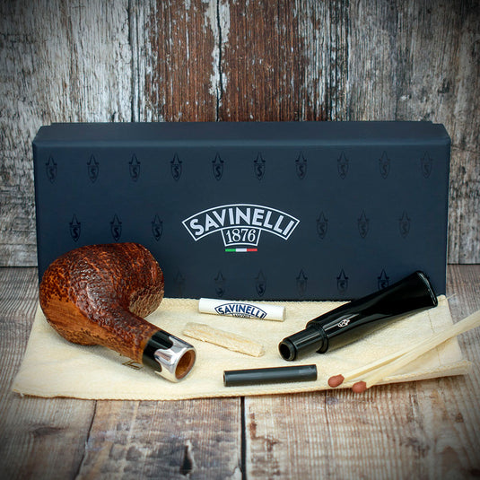 Savinelli Lancelot Rustic Brown Briar Pipe - Shape No. 145 (6mm)