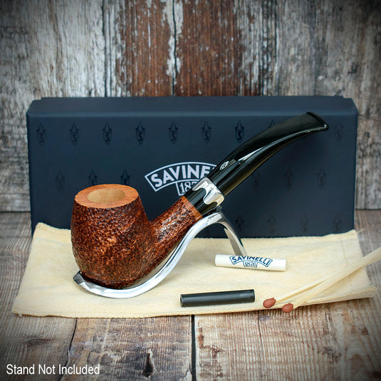 Savinelli Lancelot Rustic Brown Briar Pipe - Shape No. 670 (6mm)