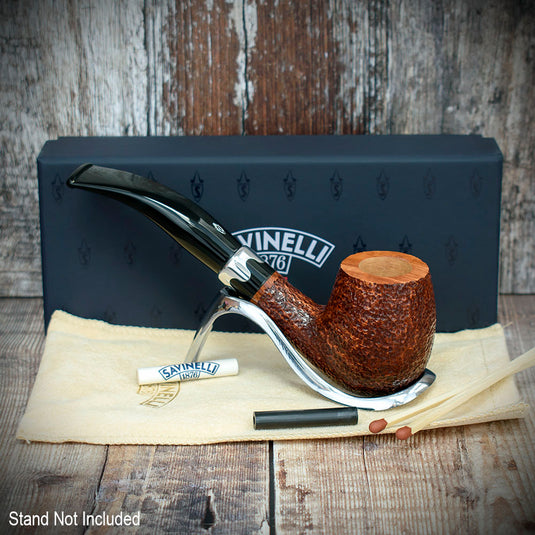 Savinelli Lancelot Rustic Brown Briar Pipe - Shape No. 670 (6mm)