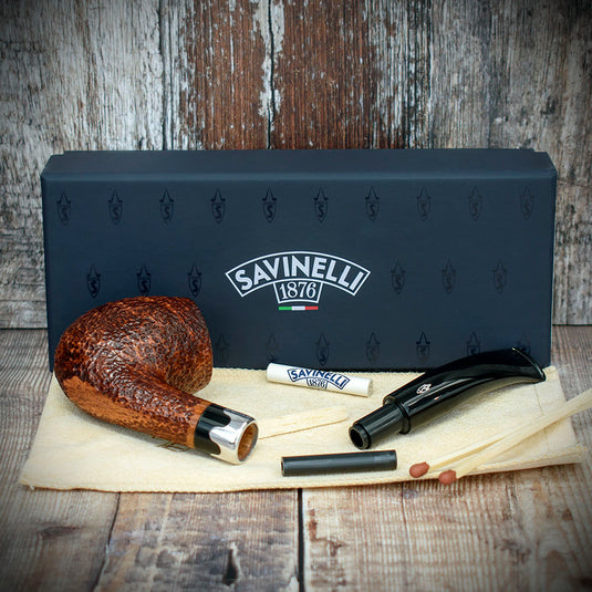 Savinelli Lancelot Rustic Brown Briar Pipe - Shape No. 670 (6mm)