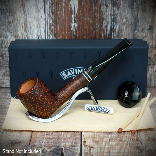 Savinelli Monsieur Brown Sandblast Briar Pipe - Shape No. 128 (9mm)