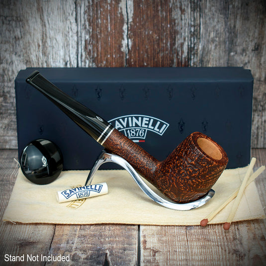 Savinelli Monsieur Brown Sandblast Briar Pipe - Shape No. 128 (9mm)