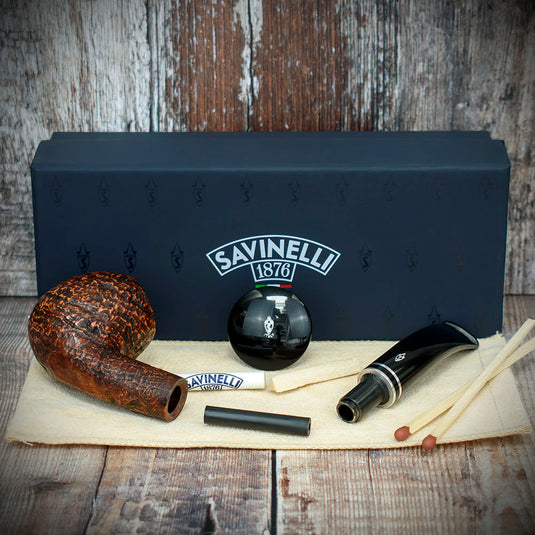 Savinelli Monsieur Brown Sandblast Briar Pipe - Shape No. 626 (6mm)