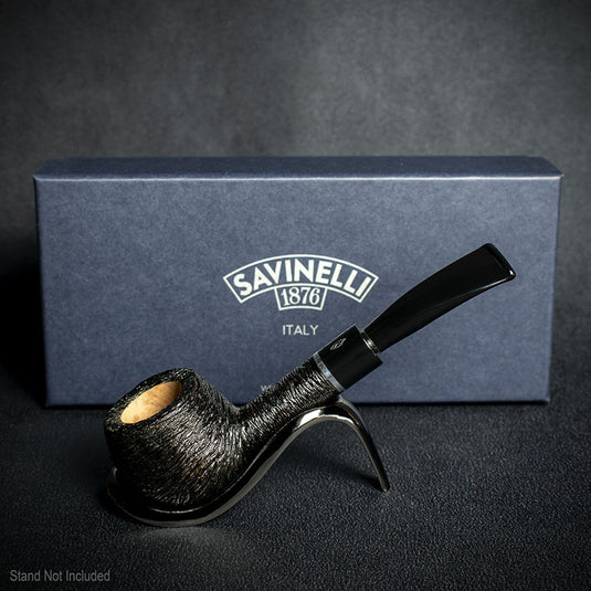 Savinelli Otello Black Rusticated Briar Pipe - Shape 315 (6mm)