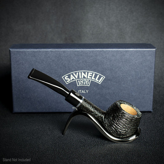 Savinelli Otello Black Rusticated Briar Pipe - Shape 315 (6mm)