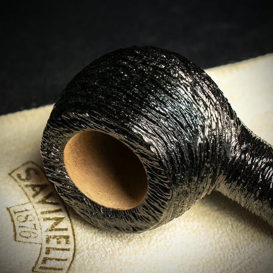 Savinelli Otello Black Rusticated Briar Pipe - Shape 315 (6mm)