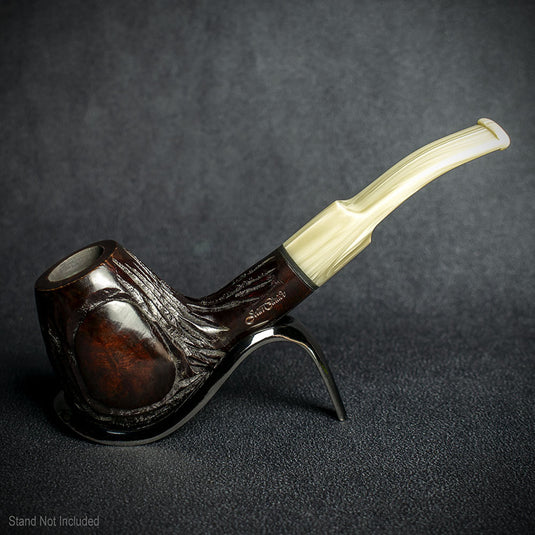 Jean Claude 9mm Filter Dark Rustic  Briar Smoking Pipe - Shape 08