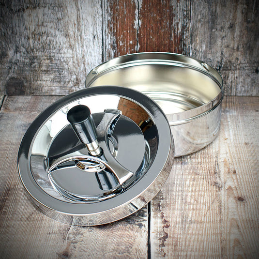 Large Spinner Ashtray - Polished Chrome - 14cm