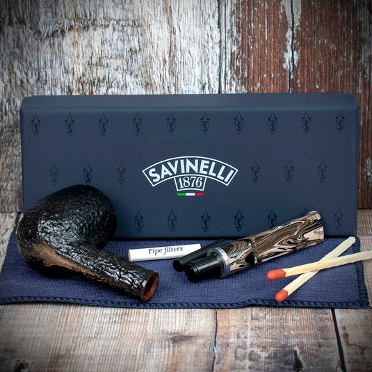 Savinelli Morellina Rustic Black (114R) 6mm - Briar Pipe